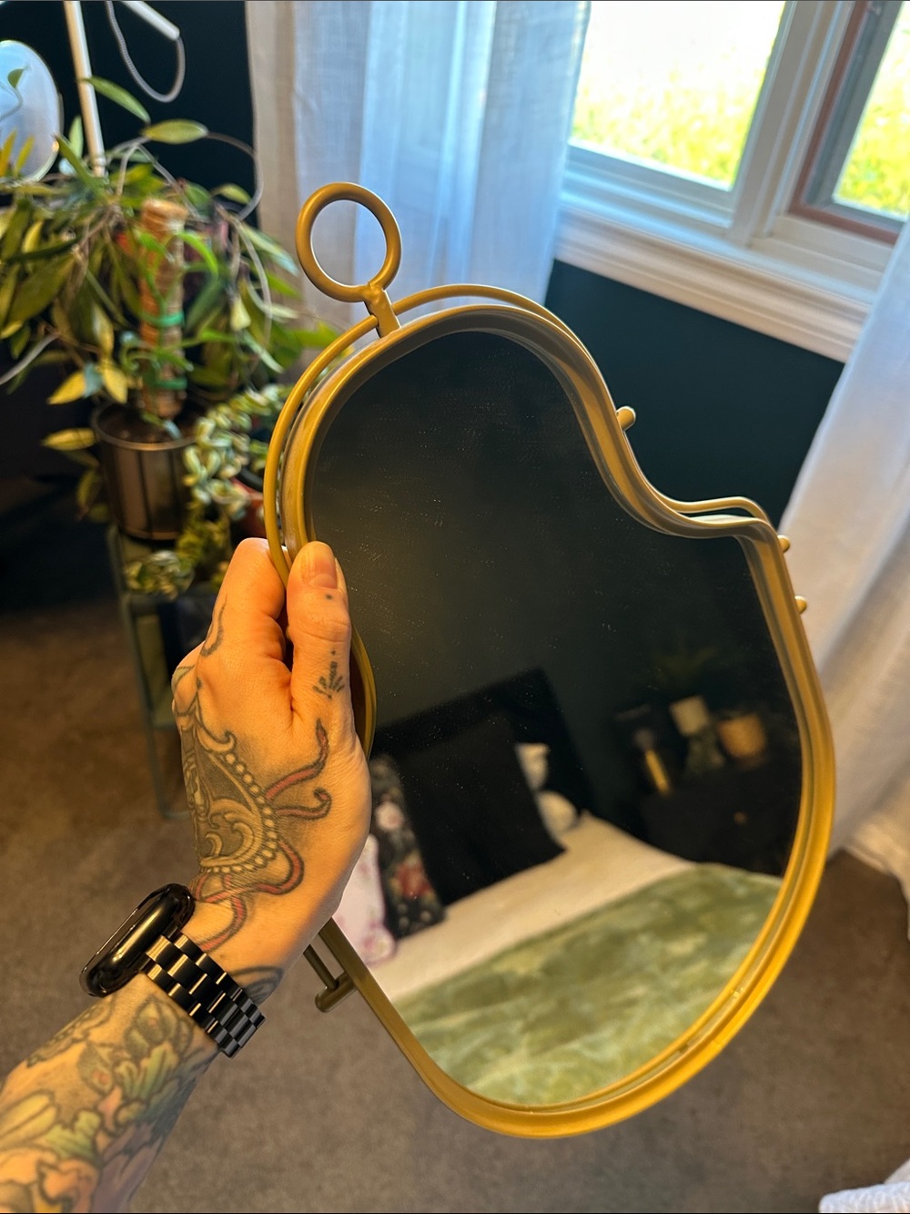 IKEA Angaboda Mirror Gold Metal 16 7/8 x 11" Like New 005.071.41
